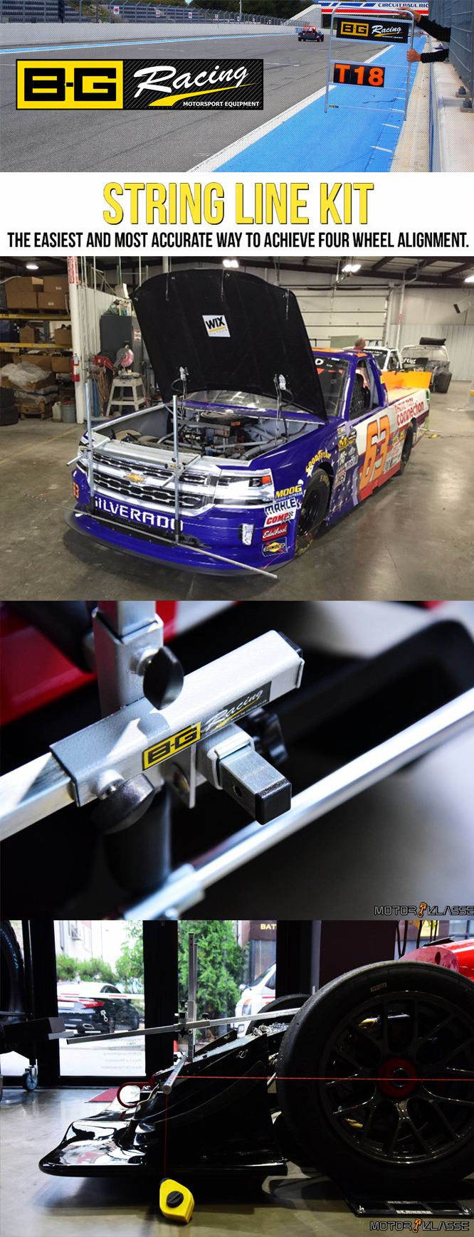 B-G car Racing String Lines – The Ultimate Alignment Tool caster camber gauges.